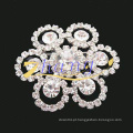 Alloy Custom Prata Flor Rhinestones Broche Buquê Para Casamento